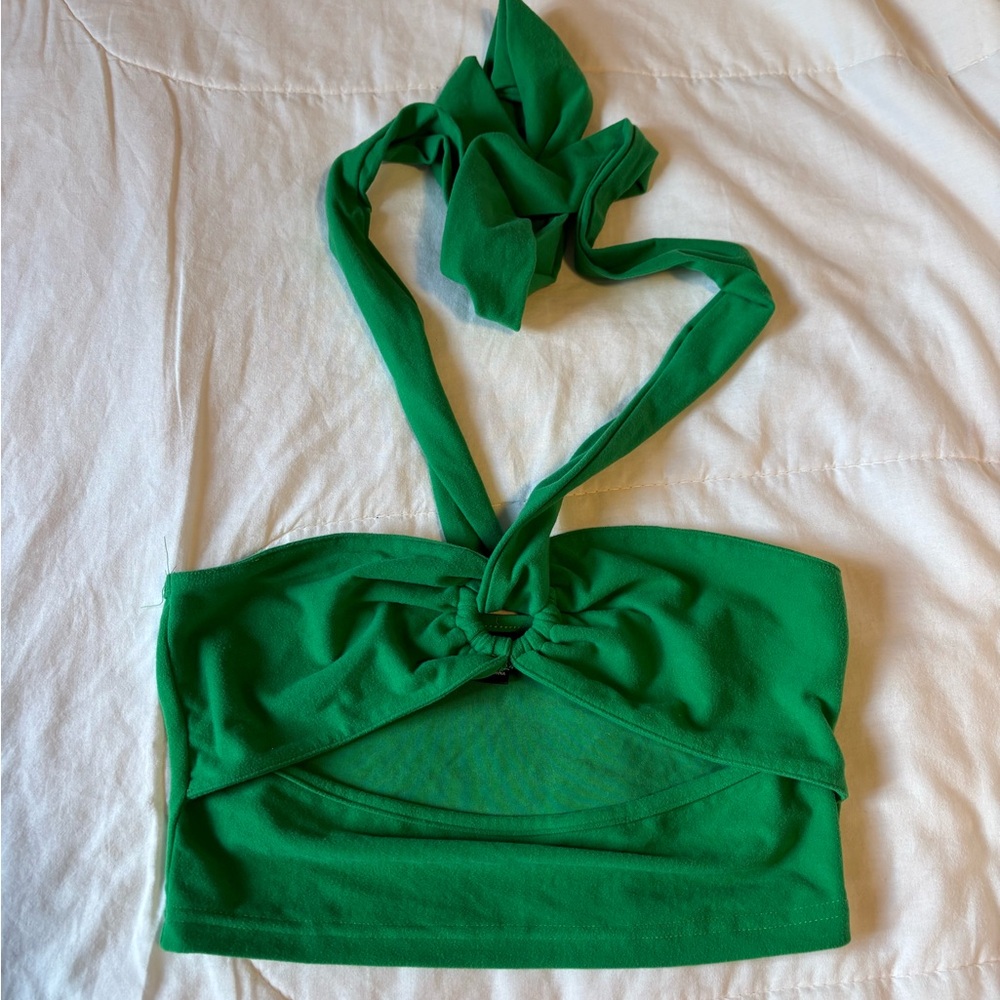 SHEIN Emerald Green Halter Bandeau Top